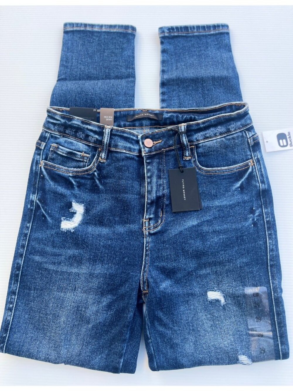 Flying Monkey Morrison High Rise Skinny Jeans 29 | Distressed | Stretch - Picture 2 of 13